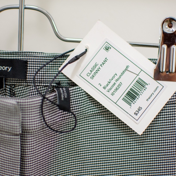 Theory Women's Black-Ivory Houndstooth Classic Fit Skinny Pants - Picture 4 of 5